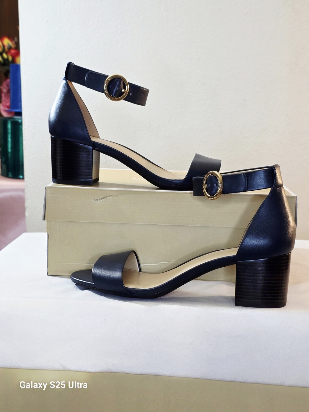 MICHAEL Michael Kors Lena Flex Mid Leather Sandal In Admiral Size 7.5M